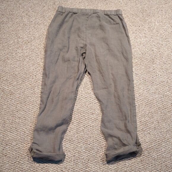 J.Jill Pure Jill Garment Dyed Linen Roll Tab Hem Crop Pant Women SP Green - Picture 8 of 8